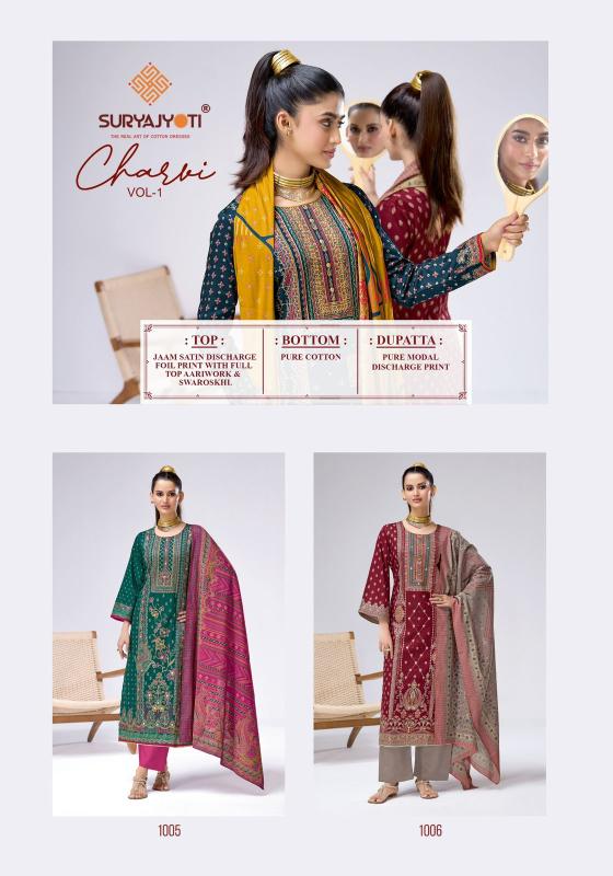 Suryajyoti charvi vol-1 handwork wholesale dress material